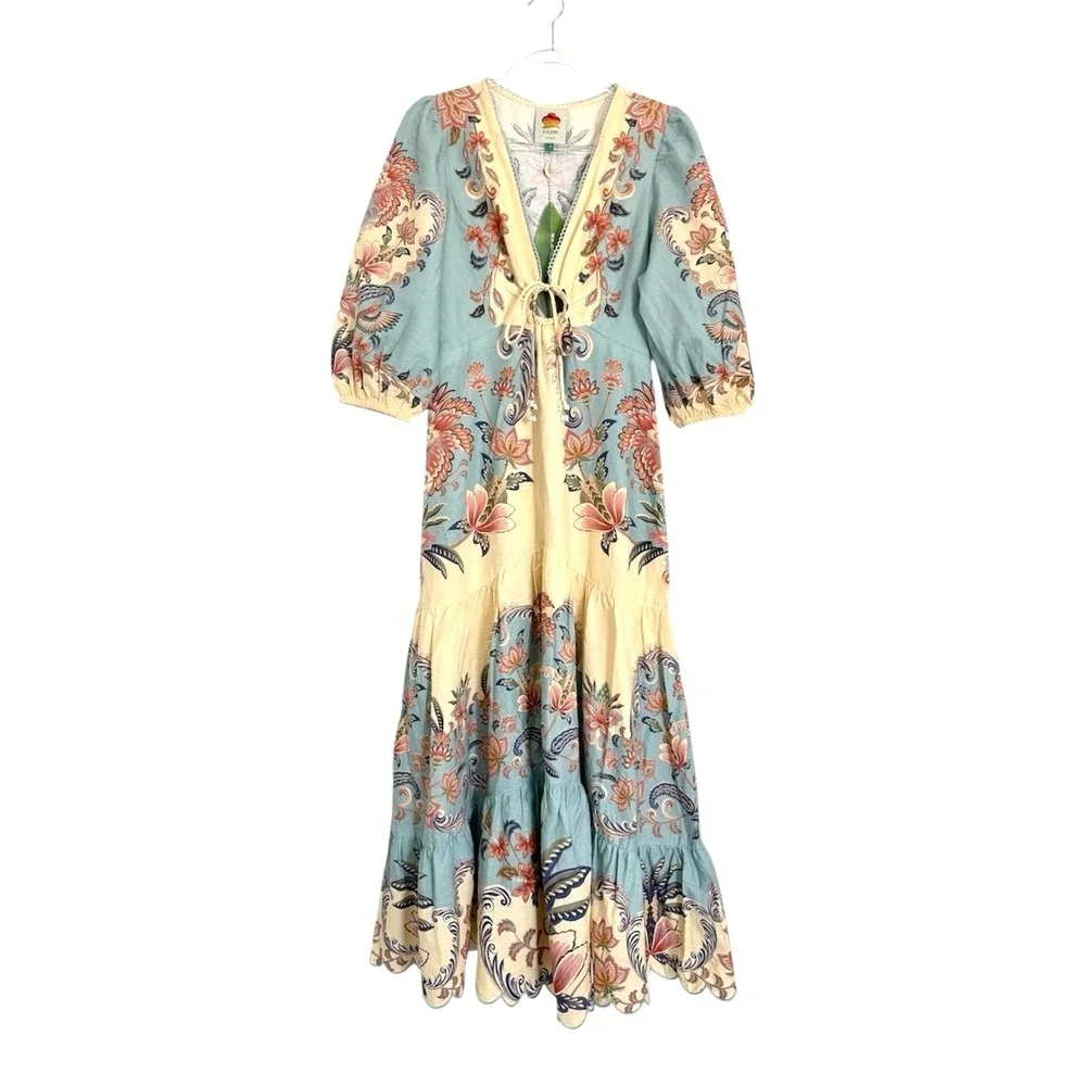 NWT Farm Rio Butter Yellow Boho Beauty Maxi Dress S NWT - Picture 6 of 13